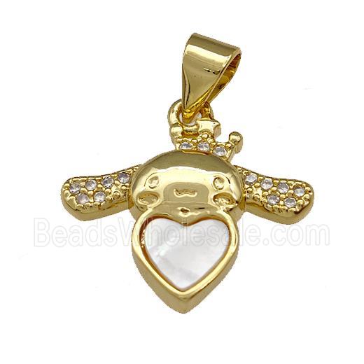 Copper Honeybee Pendant Pave Shell Zirconia 18K Gold Plated