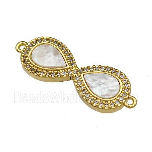 Copper Infinity Connector Pave Shell Zirconia 18K Gold Plated