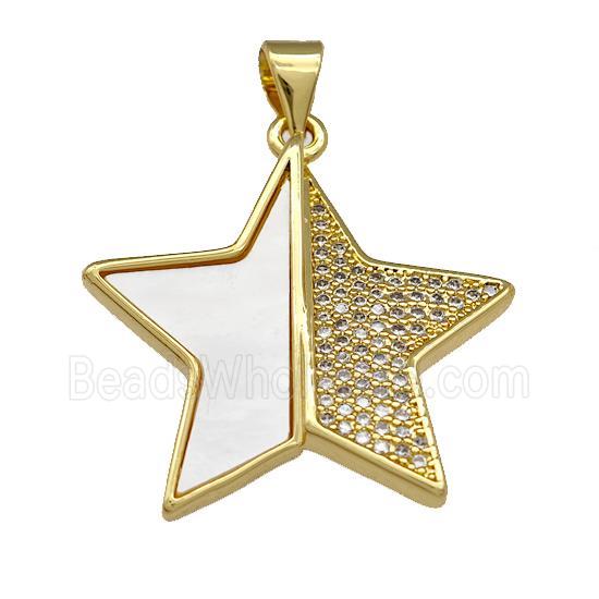 Copper Star Pendant Pave Shell Zirconia 18K Gold Plated