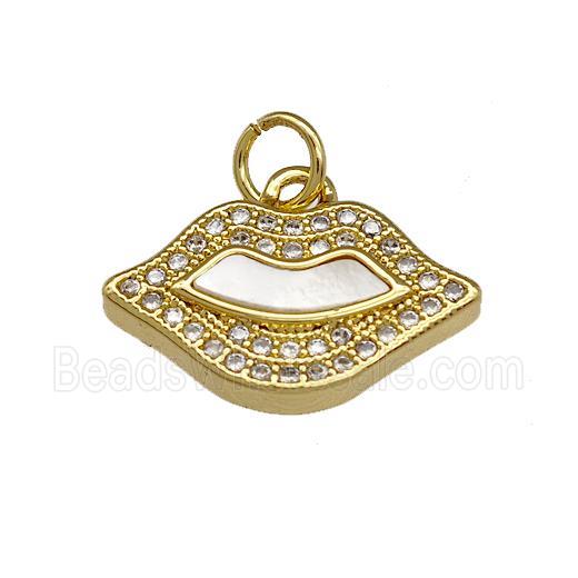 Copper Lips Pendant Pave Shell Zirconia 18K Gold Plated