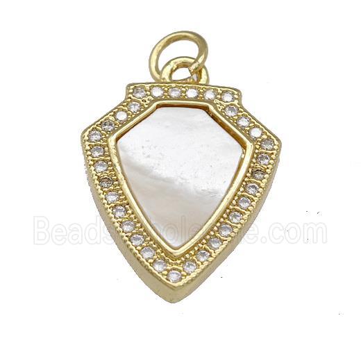Copper Shield Pendant Pave Shell Zirconia 18K Gold Plated
