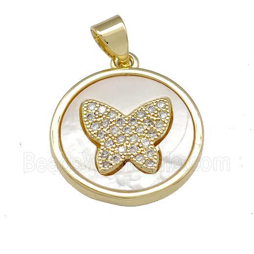 Copper Butterfly Pendant Pave Shell Zirconia 18K Gold Plated