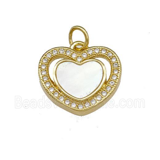 Copper Heart Pendant Pave Shell Zirconia 18K Gold Plated