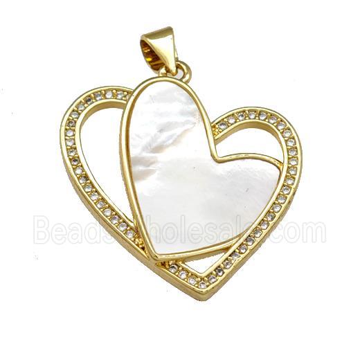 Copper Heart Pendant Pave Shell Zirconia 18K Gold Plated