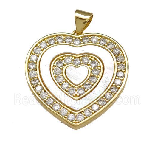 Copper Heart Pendant Pave Shell Zirconia 18K Gold Plated