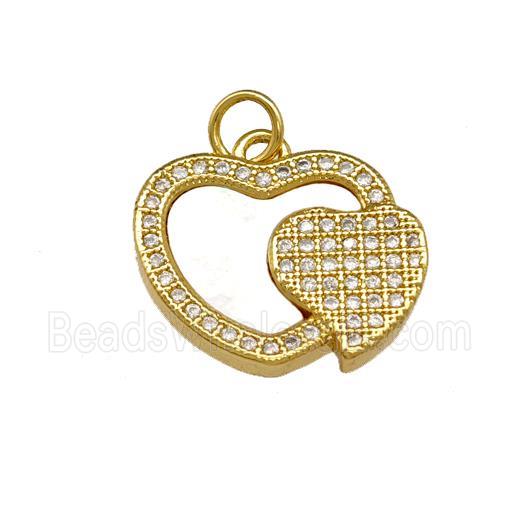 Copper Heart Pendant Pave Shell Zirconia 18K Gold Plated