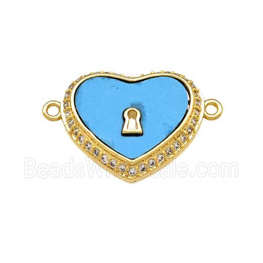 Copper Heart Connector Pave Shell Zirconia 18K Gold Plated