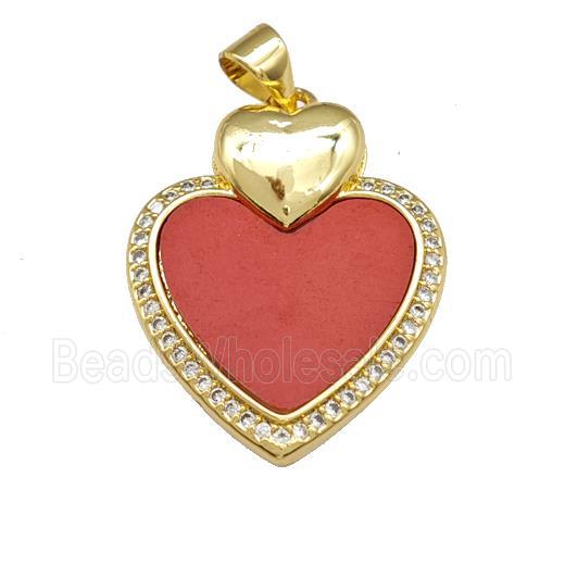 Copper Heart Pendant Pave Shell Zirconia 18K Gold Plated