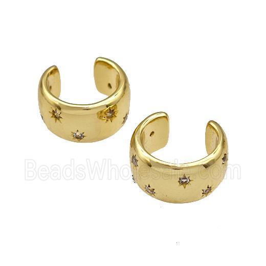 Copper Clip Earrings Micro Pave Zirconia Gold Plated