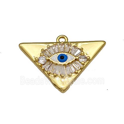 Copper Evil Eye Charms Pendant Micro Pave Zirconia Triangle Gold Plated