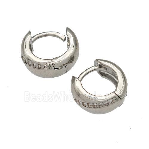 Copper Latchback Earrings Micro Pave Zirconia Platinum Plated