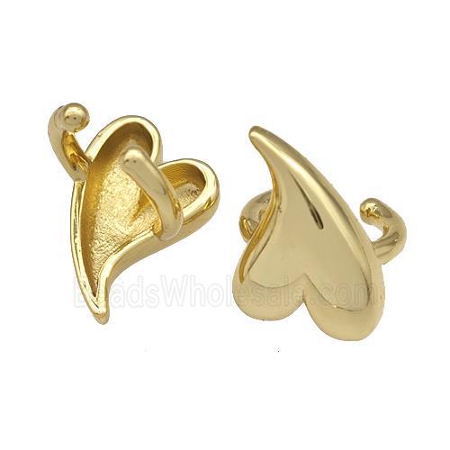 Copper Clip Earrings Heart Gold Plated