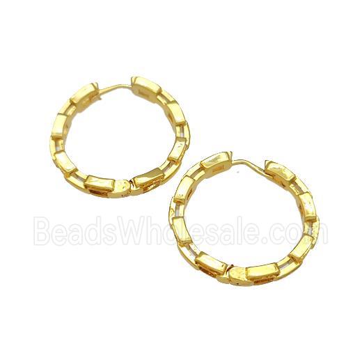 Copper Hoop Earrings Micro Pave Zirconia Gold Plated