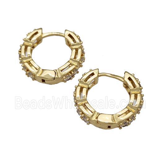 Copper Hoop Earrings Micro Pave Zirconia Gold Plated
