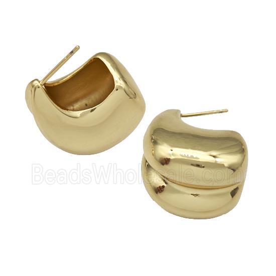 Copper Stud Earrings Hollow Gold Plated