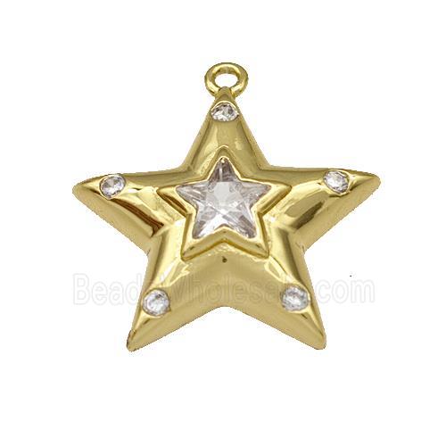Copper Star Pendant Micro Pave Zirconia Gold Plated