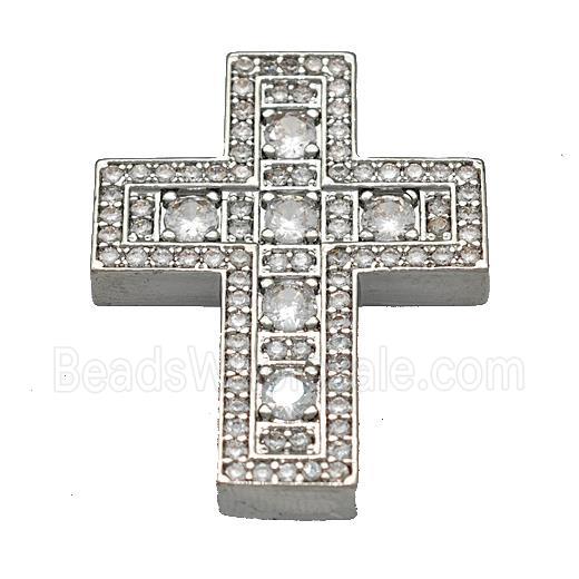 Copper Cross Pendant Micro Pave Zirconia Platinum Plated