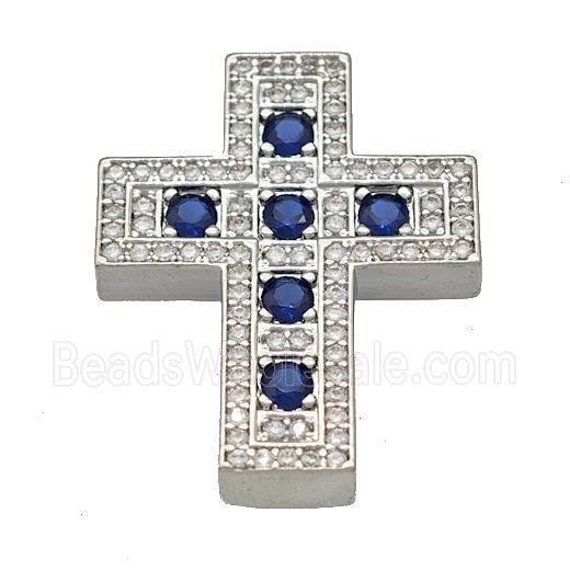 Copper Cross Pendant Micro Pave Zirconia Platinum Plated
