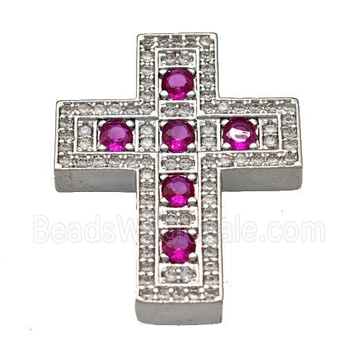 Copper Cross Pendant Micro Pave Zirconia Platinum Plated