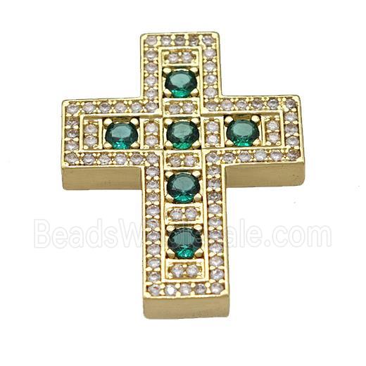 Copper Cross Pendant Micro Pave Zirconia Gold Plated