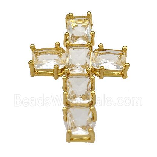 Copper Cross Pendant Micro Pave Crystal Gold Plated