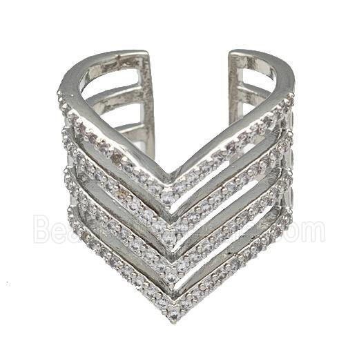 Copper Rings Micro Pave Zirconia Platinum Plated