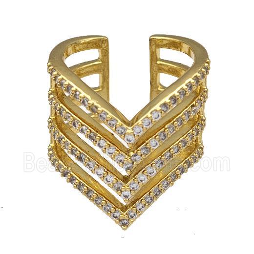 Copper Rings Micro Pave Zirconia Gold Plated