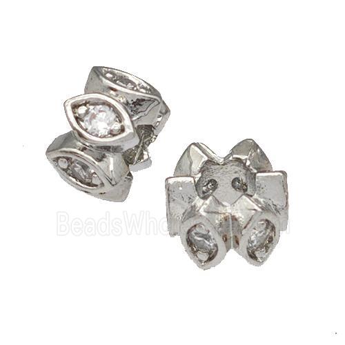 Copper Rondelle Beads Micro Pave Zirconia Platinum Plated