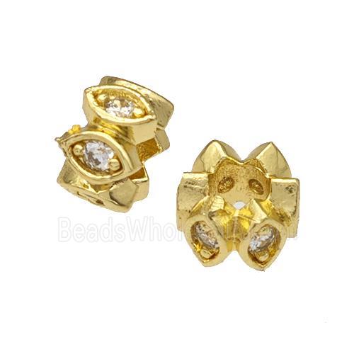 Copper Rondelle Beads Micro Pave Zirconia Large Hole Gold Plated