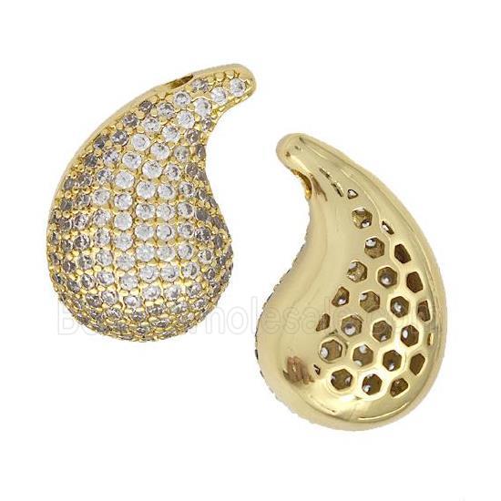 Copper Teardrop Pendant Micro Pave Zirconia Gold Plated