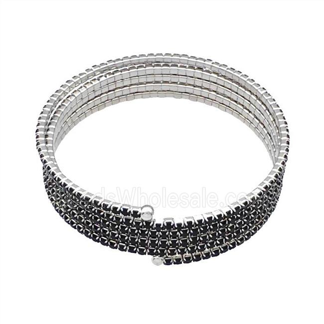 Copper Bangles Pave Black Zircon Platinum Plated