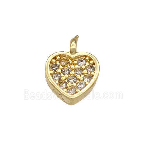 Copper Heart Pendant Micro Pave Zirconia Gold Plated