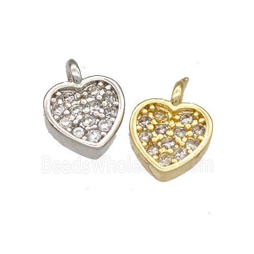 Copper Heart Pendant Micropave Zirconia Mixed