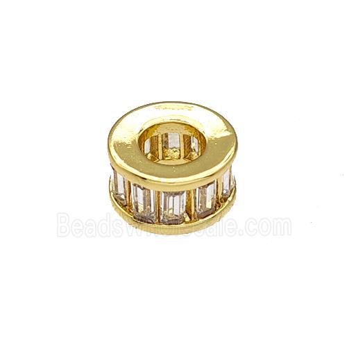 Copper Heishi Beads Spacer Pave Zircon Large Hole Gold Plated