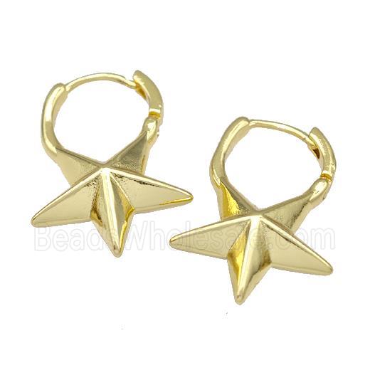 Copper Latchback Earrings Star Gold Plated