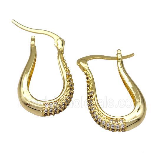 Copper Latchback Earrings Pave Zircon Gold Plated