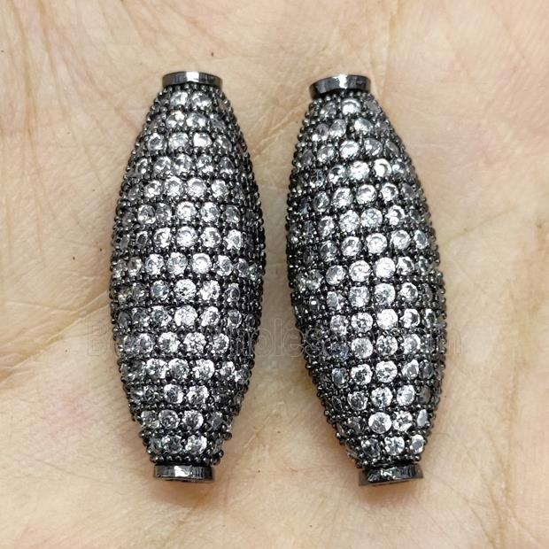 Copper Rice Beads Micro Pave Zirconia Black Plated