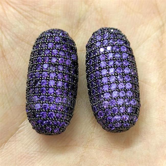 Copper Rice Beads Micro Pave Purple Zirconia Black Plated