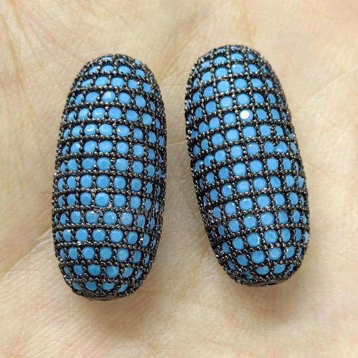 Copper Rice Beads Micro Pave Turq Zirconia Black Plated