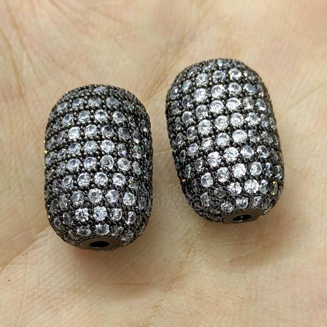 Copper Barrel Beads Micro Pave Zirconia Black Plated