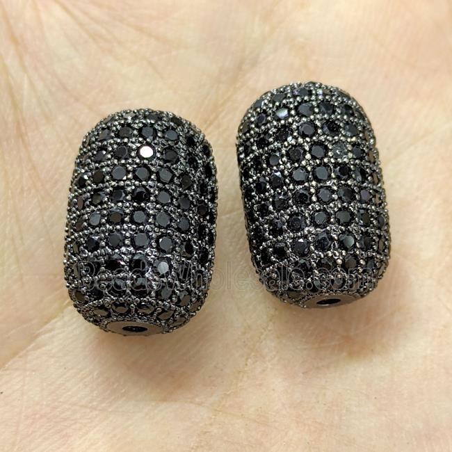 Copper Barrel Beads Micro Pave Zirconia Black Plated