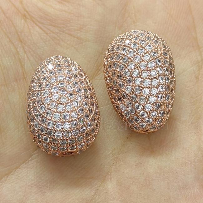 Copper Teardrop Beads Micro Pave Zirconia Rose Gold