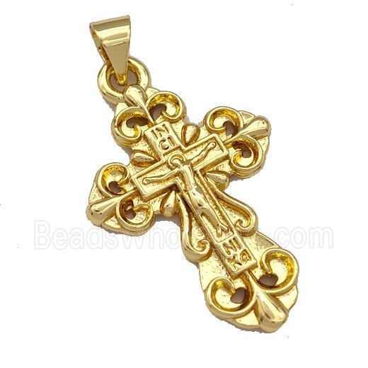 Jesus Charms Copper Crucifix Cross Pendant Gold Plated