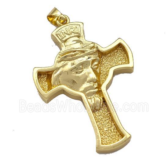 Copper Cross Pendant Jesus Gold Plated