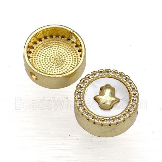 Copper Button Beads Pave Shell Zircon Hand 18K Gold Plated