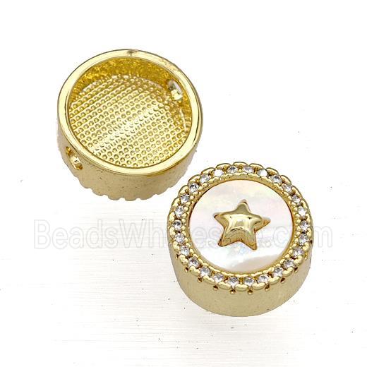 Copper Button Beads Pave Shell Zircon Star 18K Gold Plated