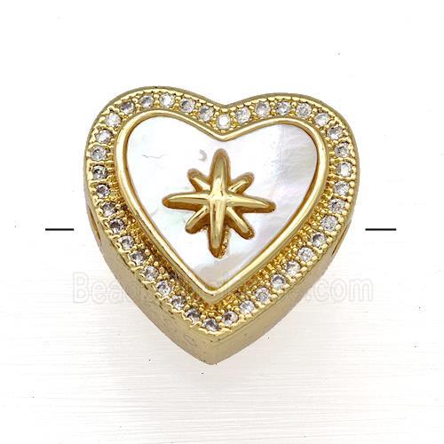 Copper Heart Beads Pave Shell Zircon Star 18K Gold Plated