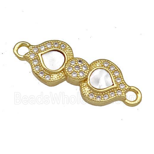 Copper Flagon Connector Pave Shell Zircon 18K Gold Plated