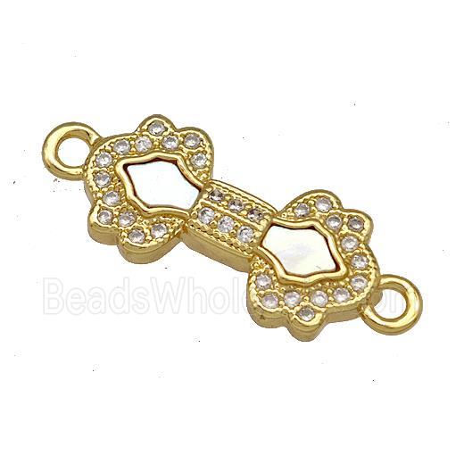 Copper Connector Pave Shell Zircon 18K Gold Plated