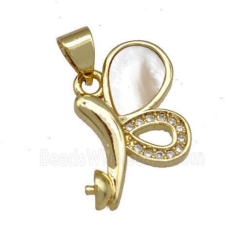 Copper Scalewing Pendant Pave Shell Zircon 18K Gold Plated